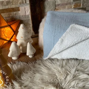 Couverture Double Gaze à Pois Dorés / Glacier