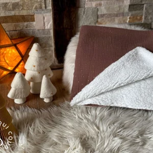 Couverture Double Gaze à Pois Dorés / Chataîgne