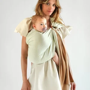 Nouveauté ! Echarpe Sling Petite Echarpe Sans Noeud Pistacchio/Cappuccino