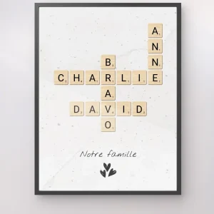 Affiche encadrée personnalisable « Scrabble »