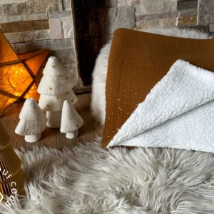 Couverture Double Gaze à Pois Dorés / Havane