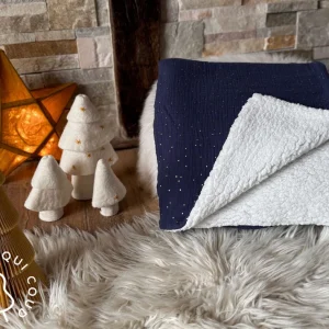 Couverture Double Gaze à Pois Dorés / Indigo