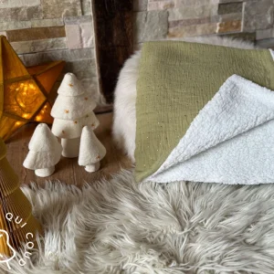 Couverture Double Gaze à Pois Dorés / Amande