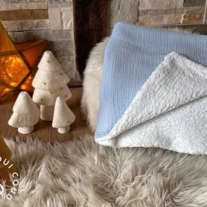 Couverture Double Gaze Unie / Glacier