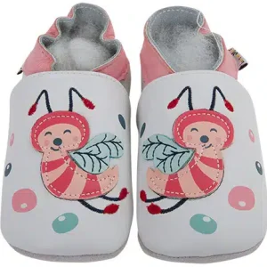 PAIRE DE CHAUSSONS CUIR SOUPLE ABEILLES