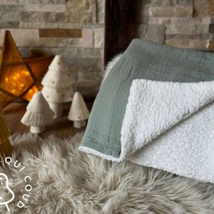 Couverture Double Gaze Unie / Vert De Gris