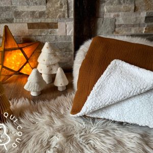 Couverture Double Gaze Unie / Havane