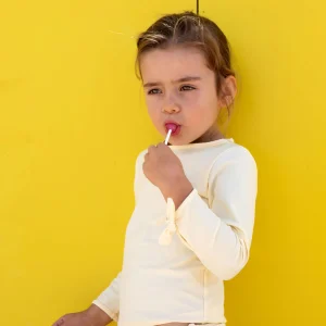 T-shirt anti-UV Suzie à noeuds Vanille - LES PETITS DORÉS