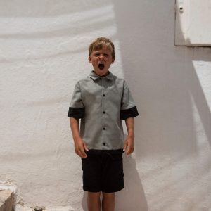 Chemise Pierrot vert gris - POPELIN