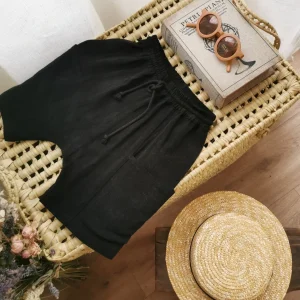 Bermuda Roméo noir grandes poches - POPELIN