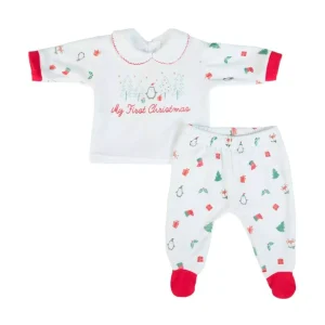 Pyjama Noël 2 pièces en velours « Mon premier noël »