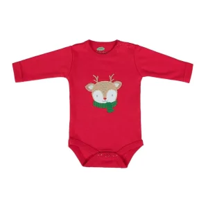 Body manches longues Noël 100% coton « Renne Rouge »