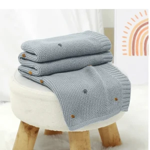 COUVERTURE BÉBÉ EN LAINE BLEUE | Nuage Coton