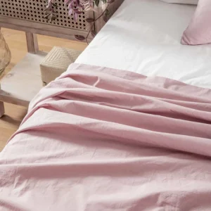 Drap Plat en percale de coton bio lavé - 270*300 - Kadolis