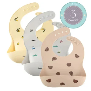 Lot de 3 bavoirs silicone « Clean & Chic »